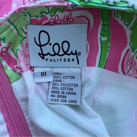 Vintage Lilly Pulitzer Taboo Pink Elephant Print Keyhole Shift Dress Size 10 - Picture 13 of 14